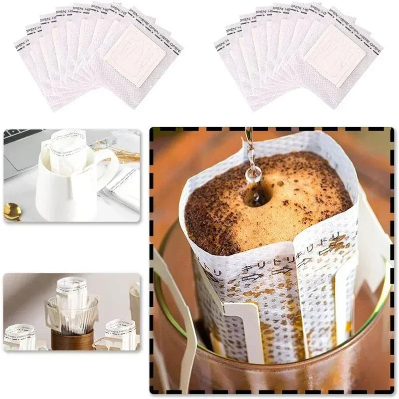 50-200PC Eco Friendly Biodegradable Fast Flow Coffee Filters Disposable Drip Brewing Bags for Home Office Travel Tea and Coffee