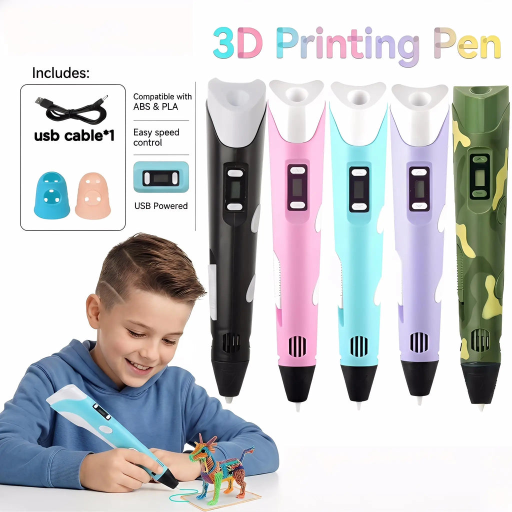 3D Printing Pen With LCD Screen Compatible PLA Filament Drawing Pen Safe Paiting for Children DIY Boys Girls Birthday Gifts