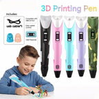 3D Printing Pen With LCD Screen Compatible PLA Filament Drawing Pen Safe Paiting for Children DIY Boys Girls Birthday Gifts