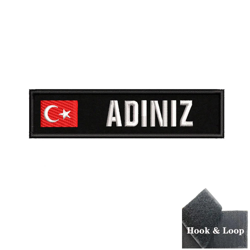 1PC 10cmX2.5cm Custom Name Flag Patch Stripes Badge Iron On Or Hook Loop Armband Germany Luxembourg Armenia Serbia Singapore