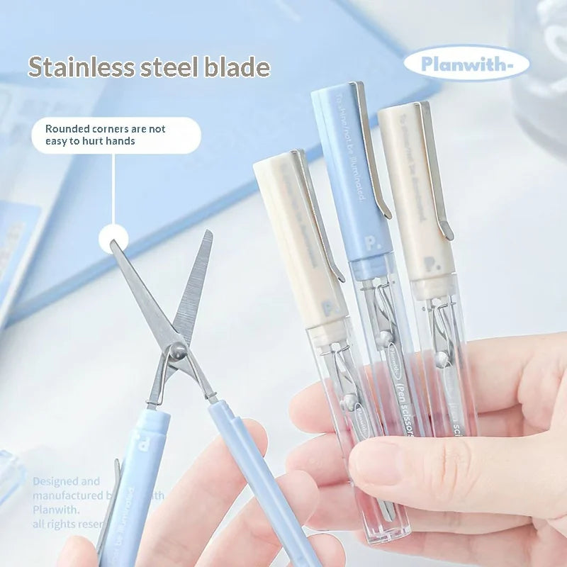 Planwith Stainless Steel Mini Folding Scissors Portable Creative Pen-Style Design DIY Paper-Cutting Art Tool School Office Supp