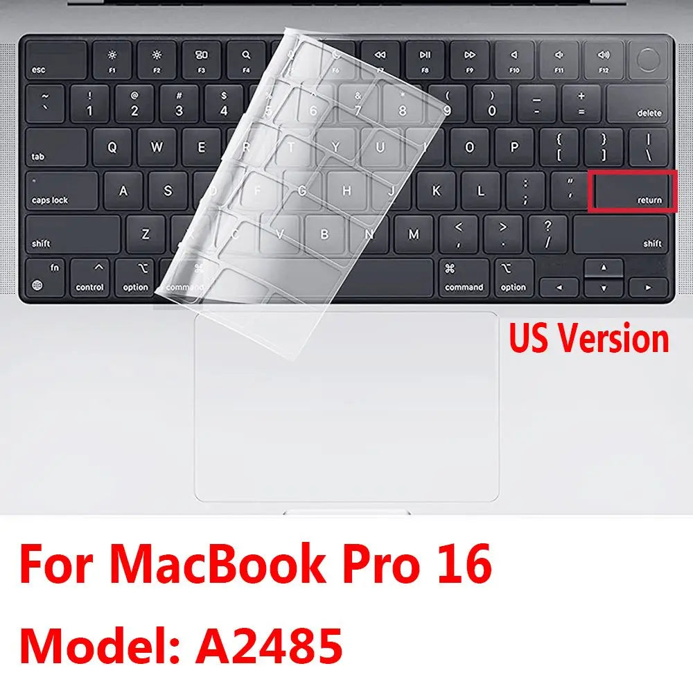 For MacBook Pro 14 16 inch M1 Max 2021 A2442 A2485 New Soft Ultra Thin Keyboard Cover Dustproof TPU Protector Film Laptop Skin