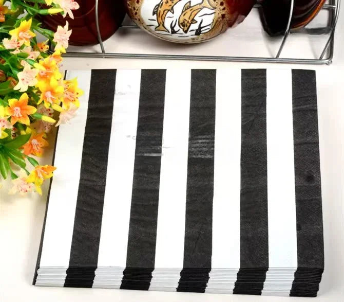 20pcs/Pac Classic Black and White Stripes Red and White Stripes Disposable Paper Placemats Flower Paper Party Decoration Paper