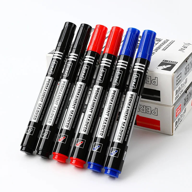 3/6Pcs/Set Permanent Marker Pen Fine Point Waterproof Ink Thin Nib Crude Nib Black Blue Red Ink 1.5mm Fine Color Marker Pens