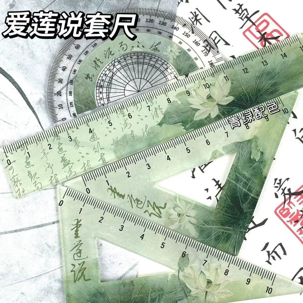 4PCS Ruler Set Drawing Ruler Measurement Geometry Triangle Ruler Straightedge Protractor School&Office Stationery