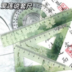 4PCS Ruler Set Drawing Ruler Measurement Geometry Triangle Ruler Straightedge Protractor School&Office Stationery