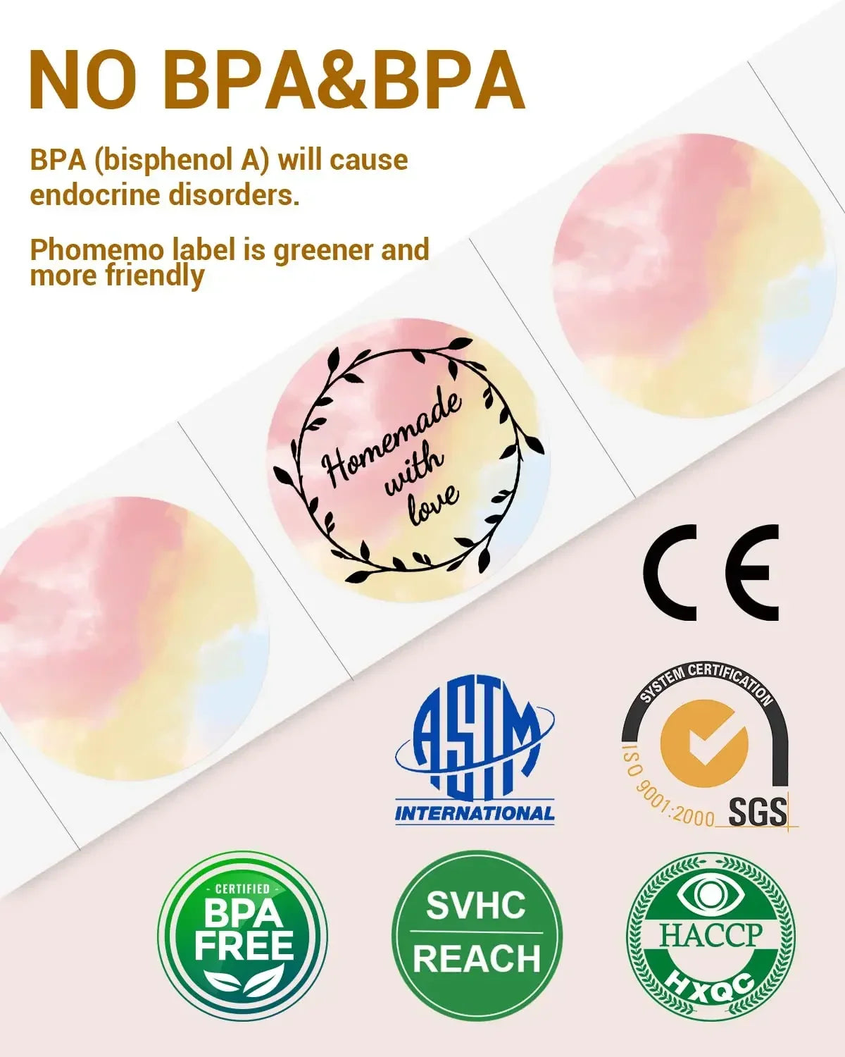 Phomemo Round Square Thermal Label Sticker Shipping Labels Color Adhesive Paper for Adress Suitable for D520 PM241-BT Printer