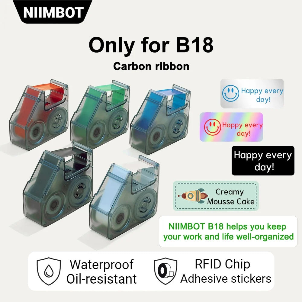 Wireless portable printer color label printer NIIMBOT B18 thermal transfer technology ribbon printing multi-color printing