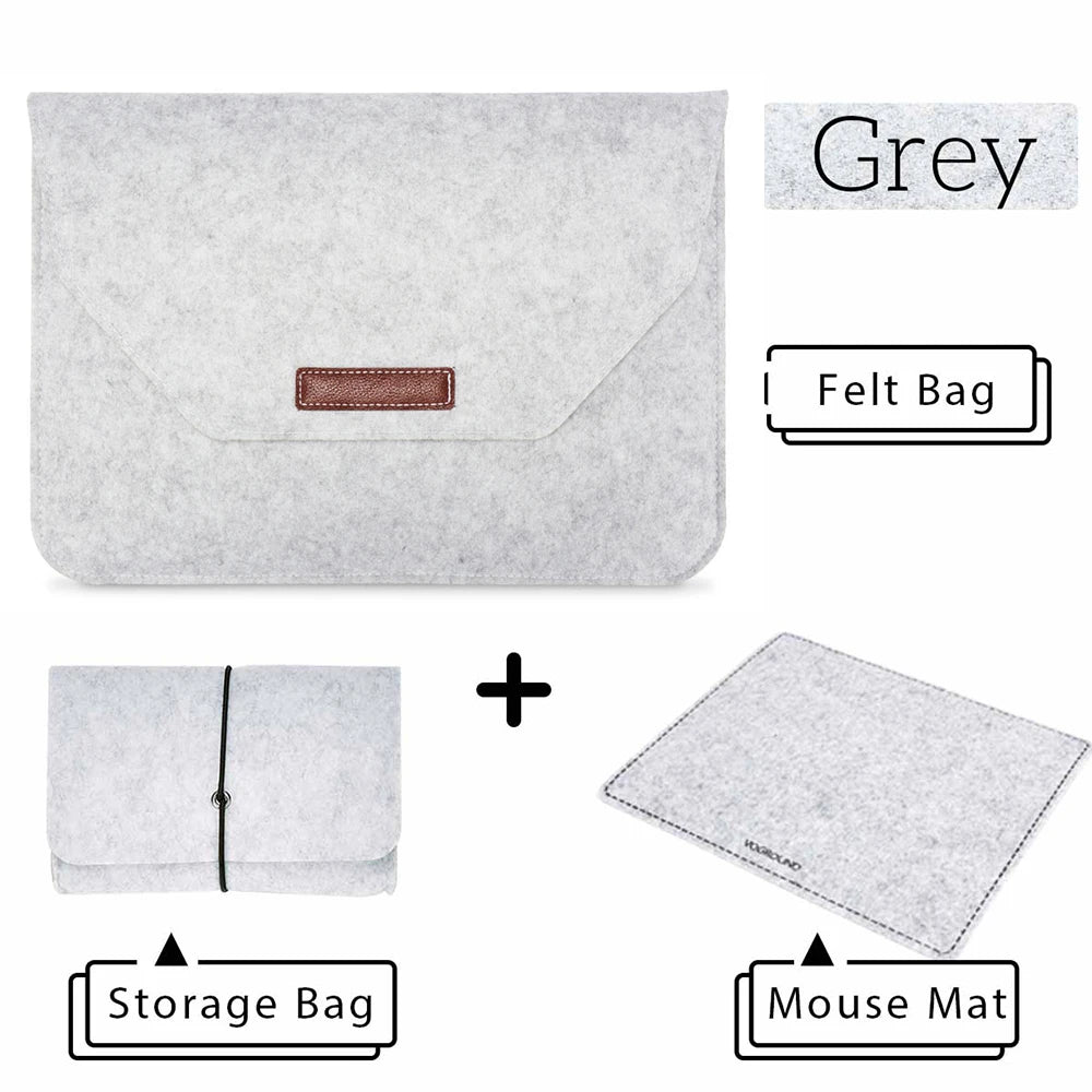 Wool Felt Laptop Bags Sleeve Cover 11" 13 15.6 inch For Macbook Air Pro Case For Notebook With Mousepad Or Power Mini-Pack Gift