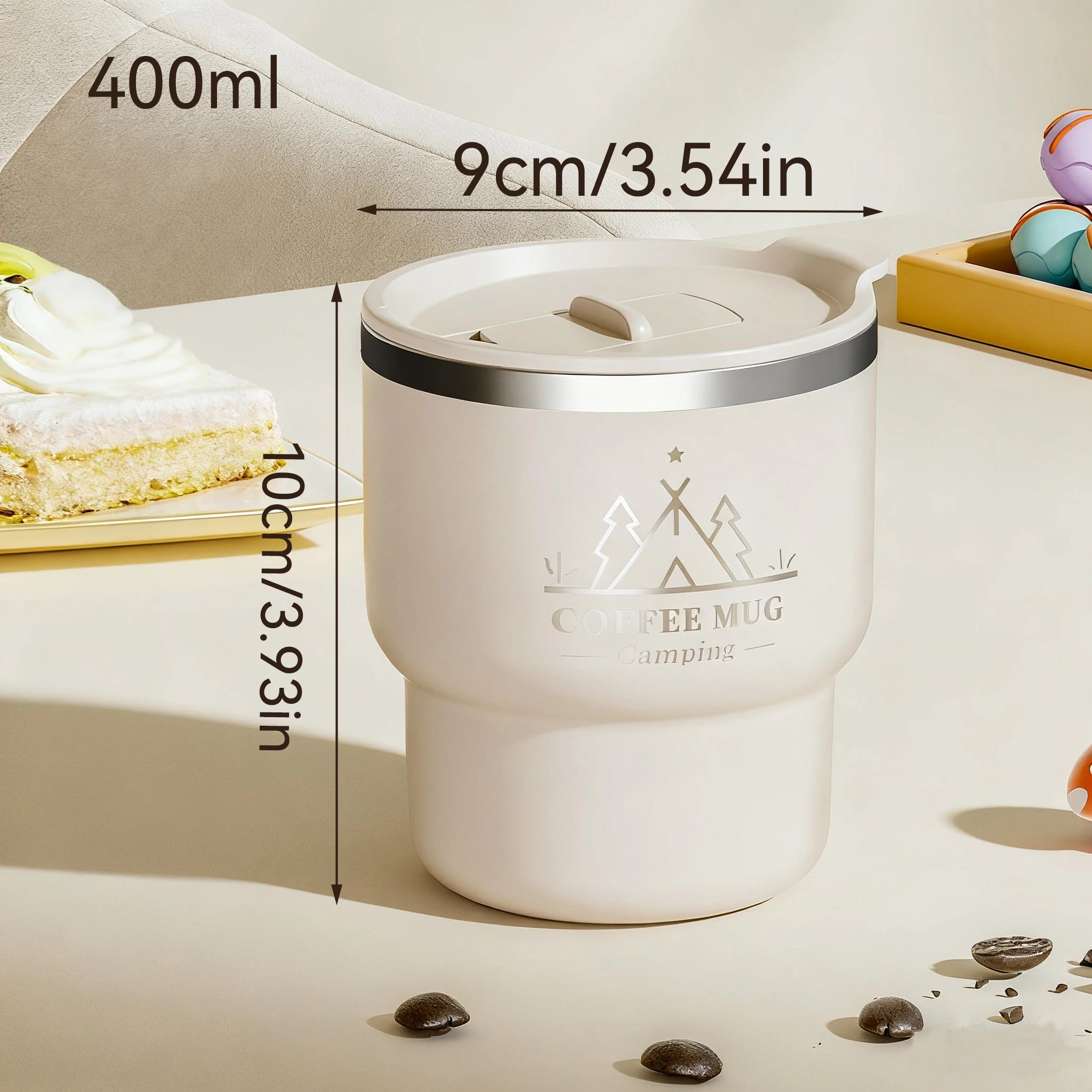 400ML Thermal Cup 304 Stainless Steel Double Layer Insulated Water Cup Office Milk Coffee Mug Student Portable Sealed Tumbler