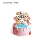 Pink Dog Paw Birthday Party Decor Disposable Tableware Gift Bag Backdrop Cake Topper Banner Plate for Kid Girl Party Supplie Set