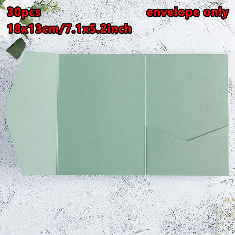 30pcs 18x13cm Green Envelopes for Wedding Invitation Small Business High-grade 250g Paper Stationery Supplies Storage Bag