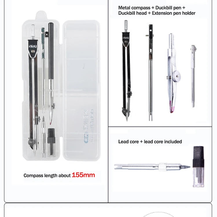 Stainless Steel Multifunctional Drafting Drawing Compass/Lead Core Math Geometry Circles Tool Durable Supplies 8600 / 8601