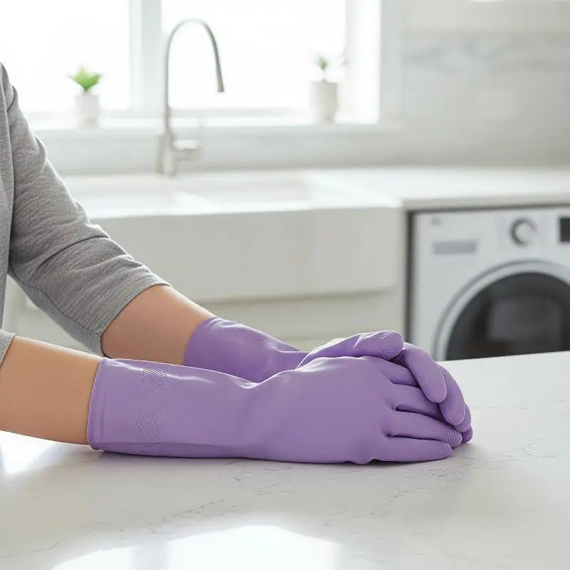 dailyWater Resistant Dish Washing Gloves 1 Pair Durable Latex Rubber Gloves Reusable for Kitchen Cleaning Laundry Gardening Use
