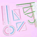 12Pcs transparent ruler set for school and office: shatterproof colorful acrylic, clear lightweight geometry measuring tool wit