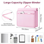 Zipper Binder,2 Inch 3 Ring Multi-Pocket, 500 Sheet Capacity 5 Tab Expanding File Folder, Zipper Bag Included-AU41