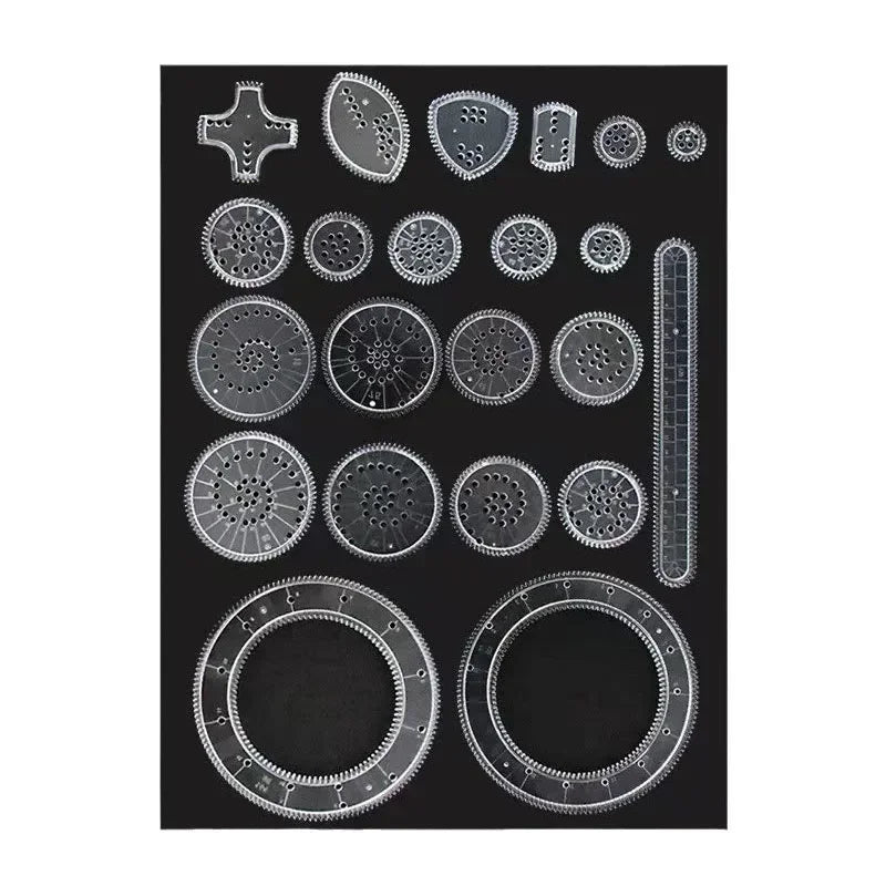 22pcs Roundness Ruler Set Geometric Ruler Mathematical Roulette Drawing Tools Learning Painting Puzzle Toys Art Tool