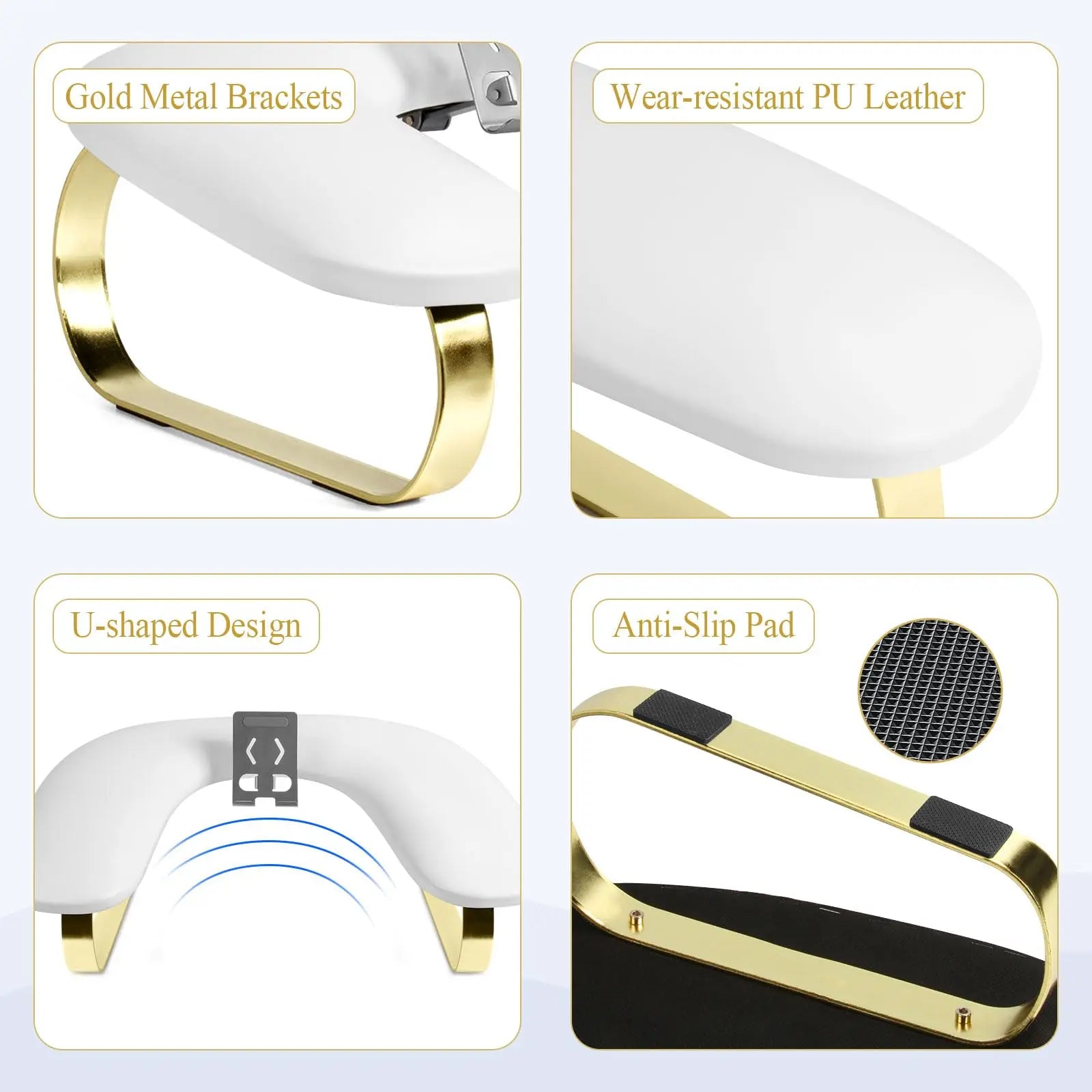 Nail Arm Rest with Rotating Phone Holder, Arm Rest for Nails Tech, PU Leather Nail Tech Arm Rest, U-Shaped Hand Rest