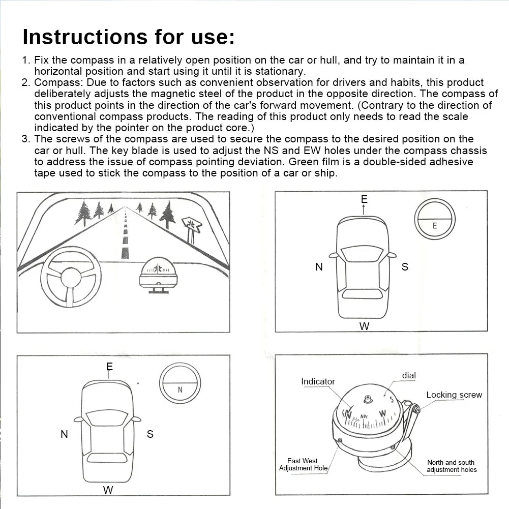 Ball Shaped Vehicle Navigation Car Compass with Dial Sea Pivoting Marine Boat Compass Splashproof Sea Marine Electronic Compass