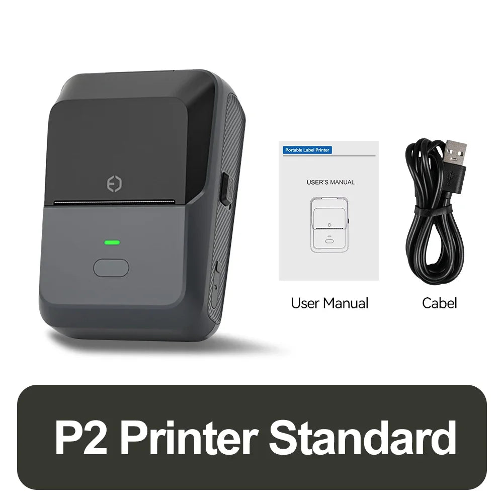 P2 Thermal Wireless Label Printer 20-58mm 2 inch Portable Bluetooth Sticker Mini Printer Price Tag Barcode Label Maker DIY