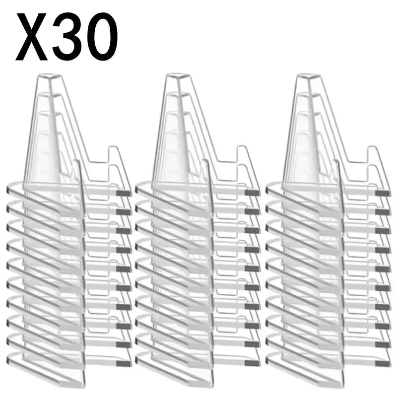 30 Pack Triangular Card Display Stand – Mini Acrylic Holder for Photos, Idol Pictures, Coin & Sports Trading Cards