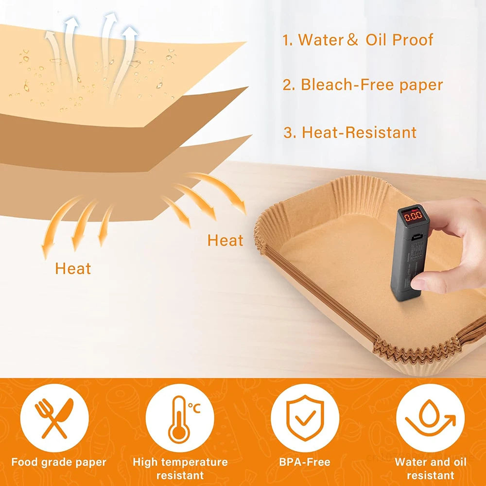 50/100Pcs Air Fryer Liners Disposable for Ninja FG551/DG551/IG651/ Foodi Smart XL Indoor Grill, Unbleach Parchment Paper Sheet
