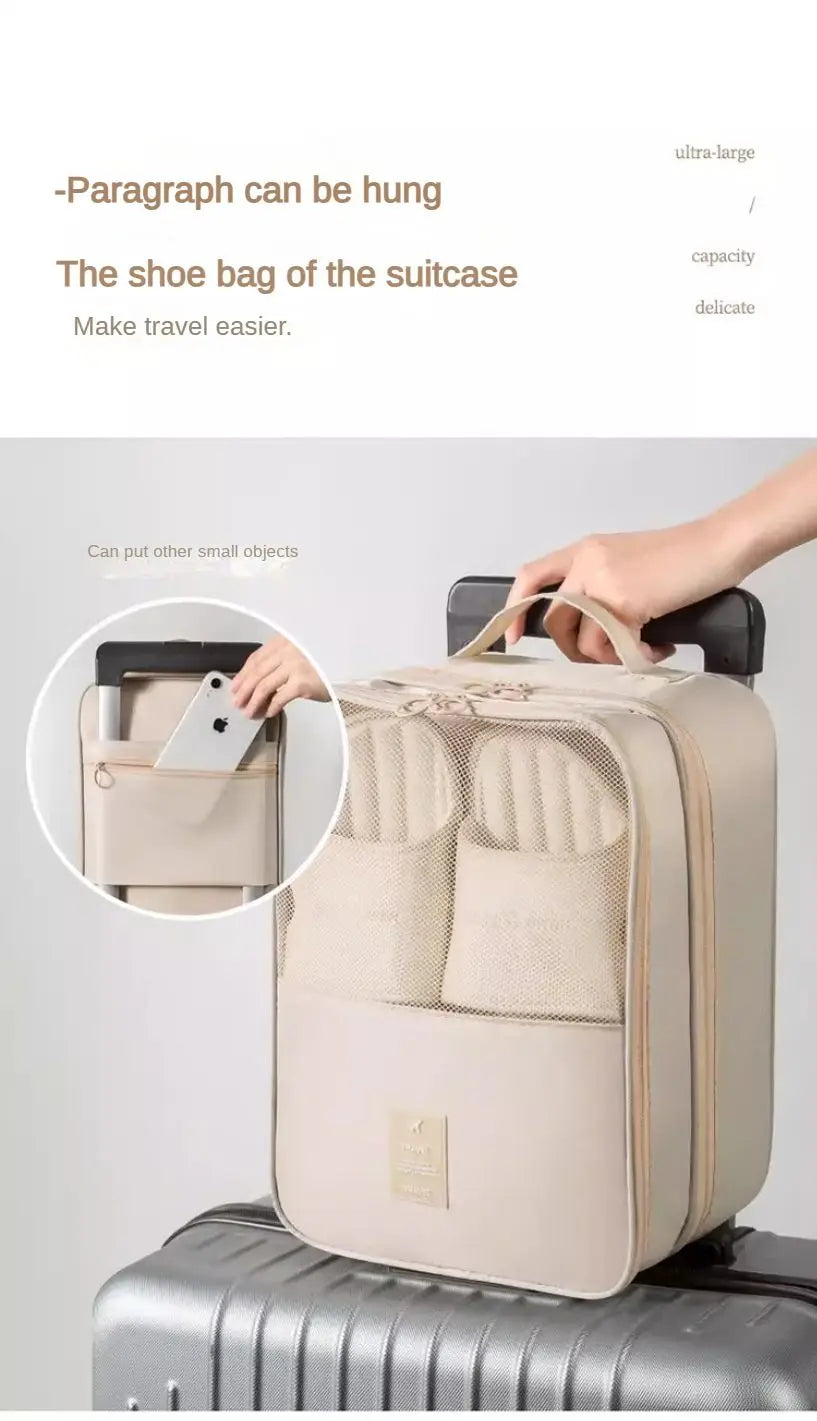 Travel Shoe Bag Storage Bag Washed Diagonal Breathable Mesh Multiple Pairs of Shoes Portable Shoe Box for Business Trips