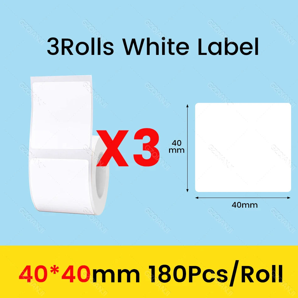 3/5/10 Rolls NiiMbot B21 B1 Label Printer Paper Roll Waterproof Anti-Oil Tear-Resistant Price Tag Pure White Sticker Papers
