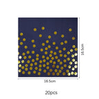 Dark Blue Gold Birthday Disposable Tableware Paper Plates Cups Napkin Tablecloth Adult Elegant Birthday Party Decoration Wedding