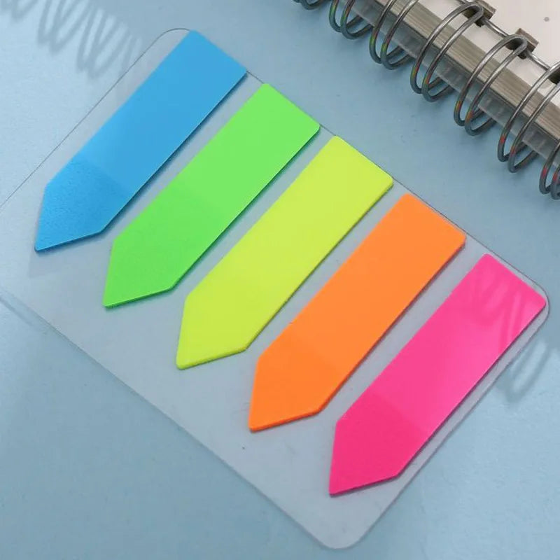 Color Fluorescence Sticky Notes Set Memo Pad Bookmarks Banners Transparent Sticky Notes School Office Stationery