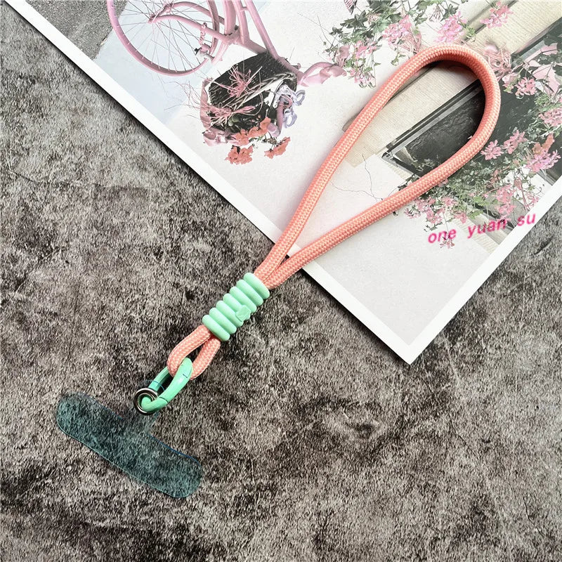 Cellphone Strap Candy Color Rope for Cards Metal Keyring Wrist Lanyard Keychain Portable Cellular Pendant Premium Hand Strap