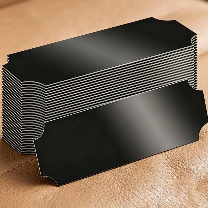 24 pcs Blank Name Badges, Black Finish Surface, suitable for Office Desk Labeling, Self-Adhesive Backing