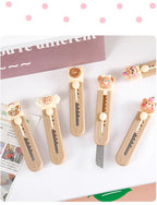 1 Piece Cartoon Utility Knife for Student Cute Fashion Box Cutter Small Portable Kawaii Beige Coffee Color Letter Opener Office