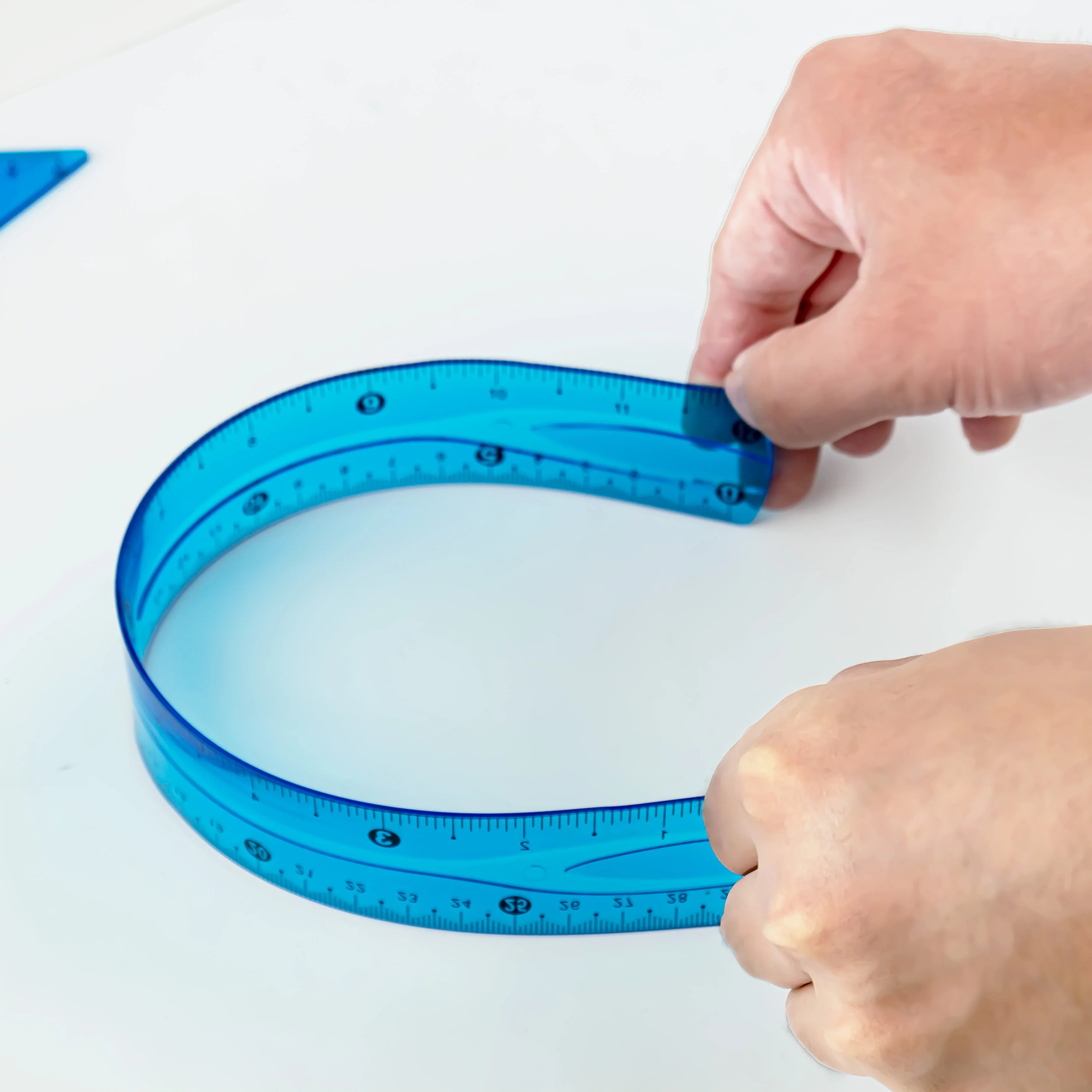 30cm Transparent Soft Ruler Set - 4 Pieces, Multi-Color with Triangle and Protractor, Ideal for Measuring and Drawing