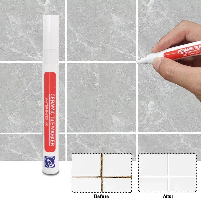 White Waterproof Tile Marker Grout Pen Wall Seam Repair Tool for Bathroom Floor Decontamination Tile Seaming