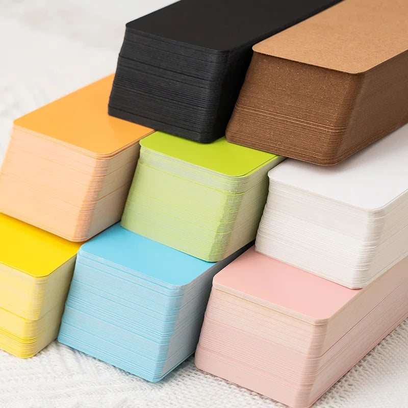 100Pcs/Box Colorful Blank Index Cards Thick Hard Cardstock DIY Handwriting Flash Cards  Study Memo Drawing Note Cards