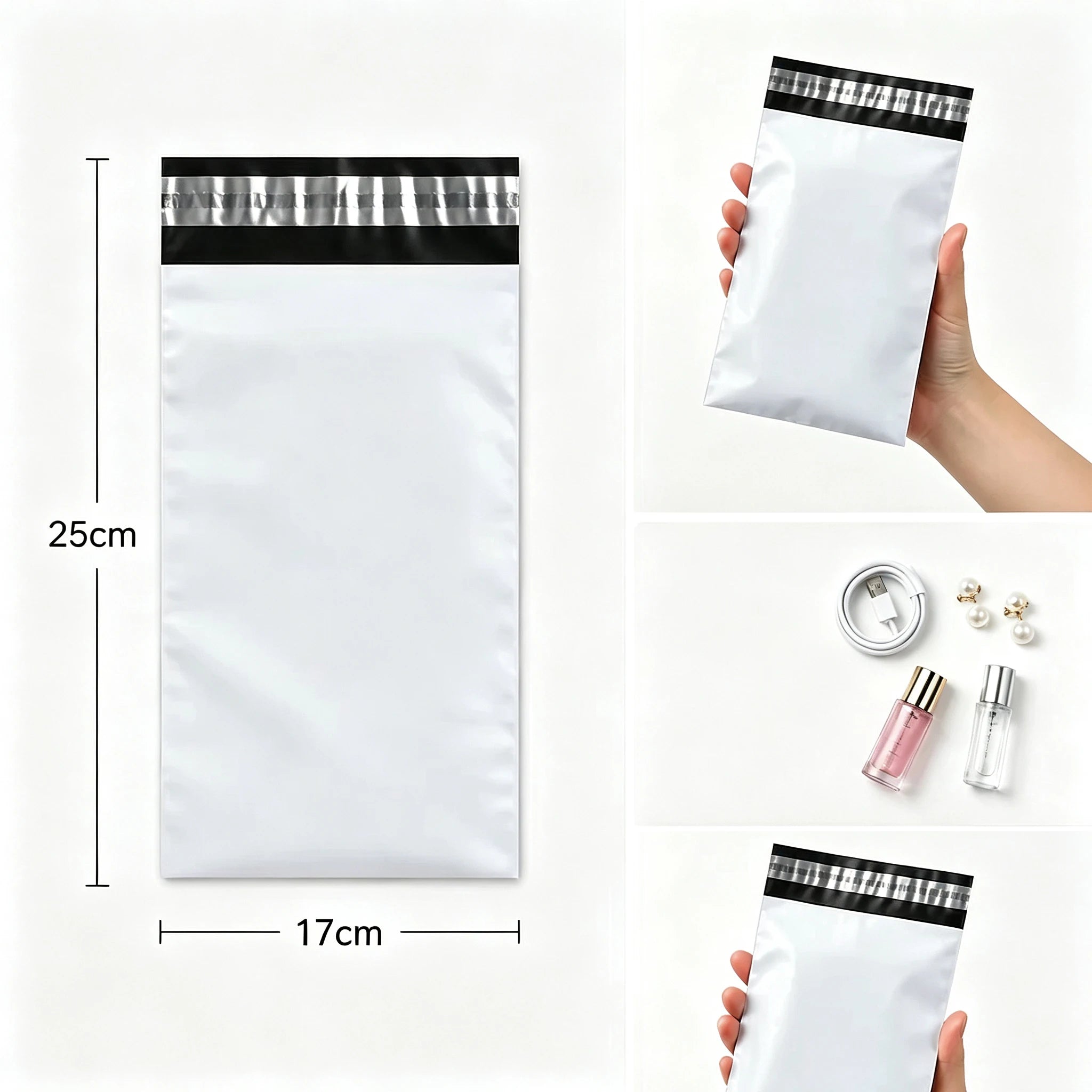 50Pcs White Courier Mailer Bags Packaging Poly Package Plastic Self-Adhesive Mailing Express Bag Envelope Postal Pouch Mailing