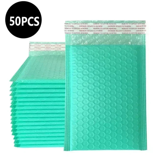 50Pcs Multicolor Bubble Envelopes, Self-Seal Shipping Bags for Small Business Packaging & Mailing Supplies