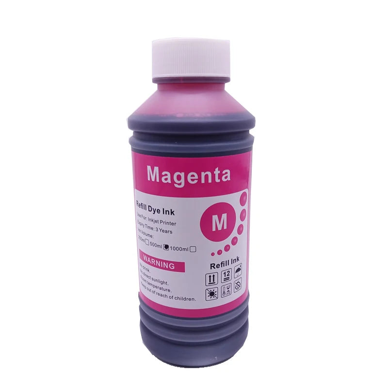 500ML Universal BK C M Y Refill Dye Based Ink Large Capacity Use For Epson Canon HP Brother Lexmark Samsung Dell Inkjet Printer