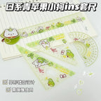 Cartoon 4pcs Ruler Set, Acrylic Straight Ruler Triangle Ruler Protractor, Cute Stationery Measuring Tools for Students