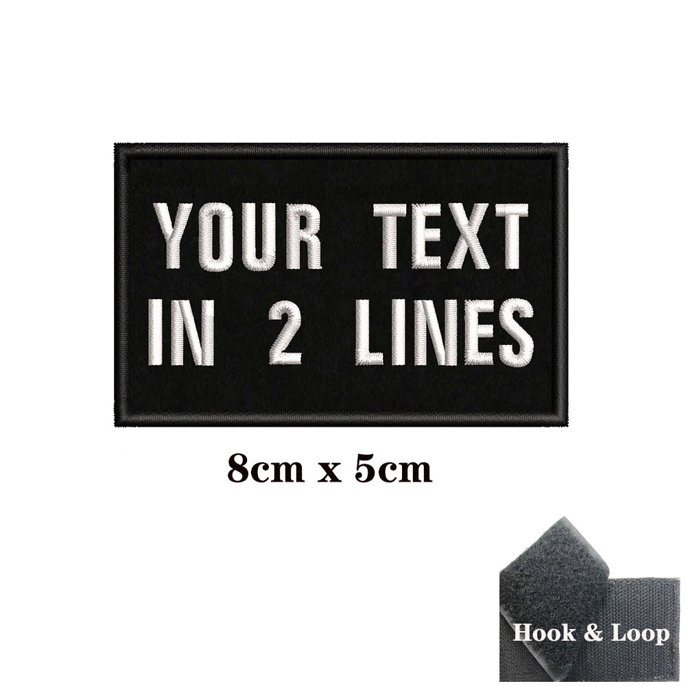 1PC Custom Name Embroidery Patch Stripes Badge Iron On Or Hook Loop 10X2.5CM,8X5CM,10X4CM, 8X2.5CM,12X2.5CM,15X5CM,20X7CM,black