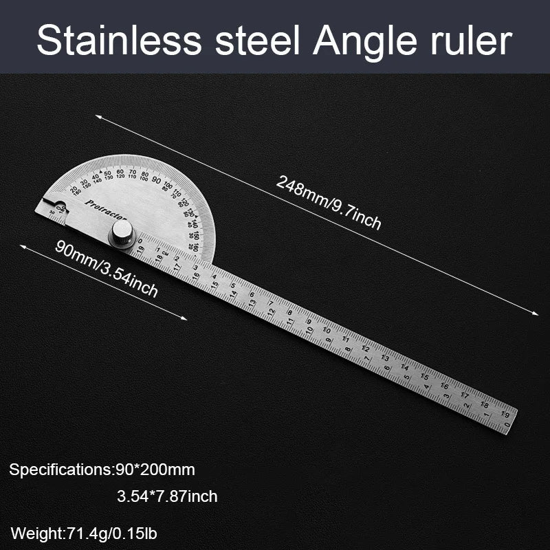 Thickened Stainless Steel Angle Gauge Measuring Angle Protractor Large Carpenter's Protractor Angle Gauge Angle Gauge