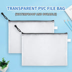 12-Piece Plastic Mesh Zip File Bag, Waterproof and Tear-Resistant File Folder, Multi-Size Zip File Bag for School Office Home Tr