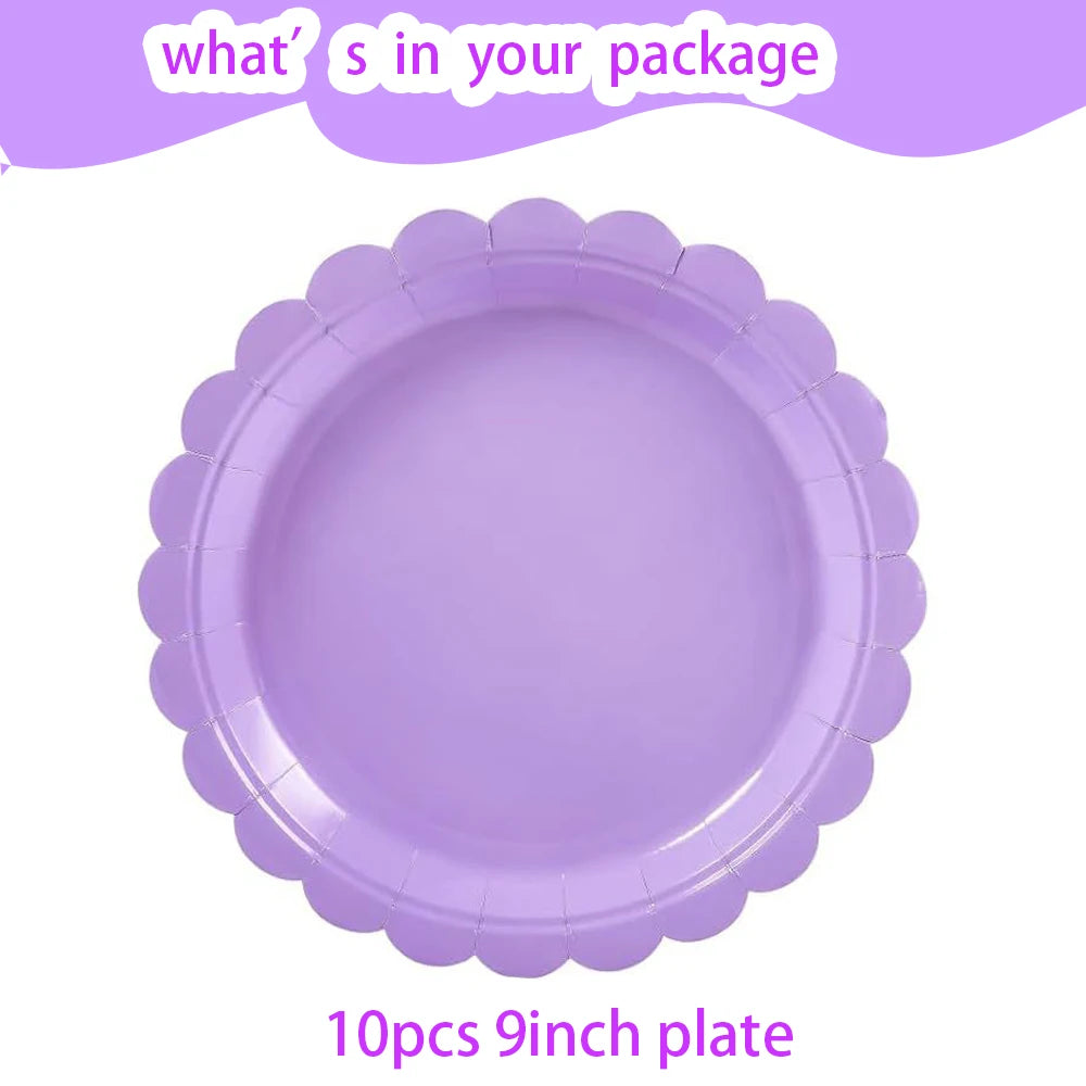 Light Purple Birthday Party Supplies Lavender Paper Cup Plate Napkin Tablecloth for Kids Birthday Wedding Baby Shower Decor