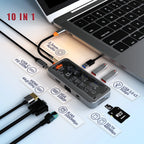 Basix USB C HUB 4K 30Hz Type C to HD-MI DP VGA Gigabit Ethernet USB 3.0 PD 100W Adapter For Macbook Air Pro M2 M1 PC Accessories