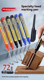 1-12 PCS 45mm Tip Waterproof Long Head Marker Pen Quick-Dry Ink for Woodworking Construction, Deep Hole White Black Red Blue