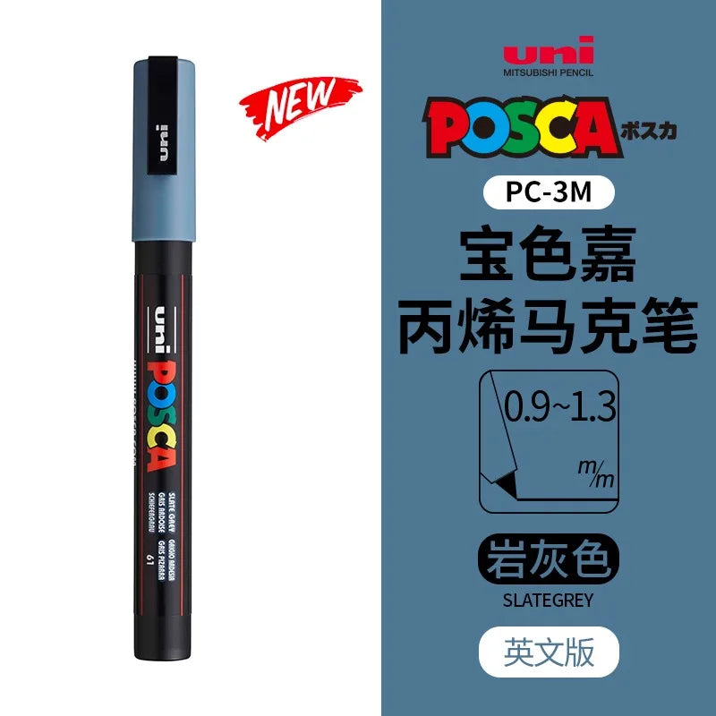 uni POSCA POP Water-Based Marker,Assorted Colors PC-1M/3M/5M 0.7~2.5mm Tips Professional Acrylic Paint Pen for Artists&Designers