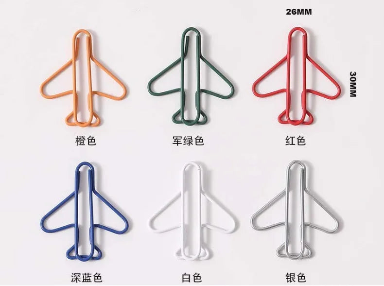 20-100pcs Metal Airplane Shape Office Paper Clips Bookmark School Office Stationery DIY Paper Clip Holder Craft Supplies