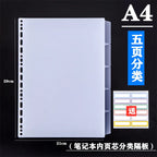 A4 A5 B5 Binder Dividers Genera Holes Binder Index 5 Tabs Frosted Plastic Planner Divider for Round Ring Binder Sheet Protector