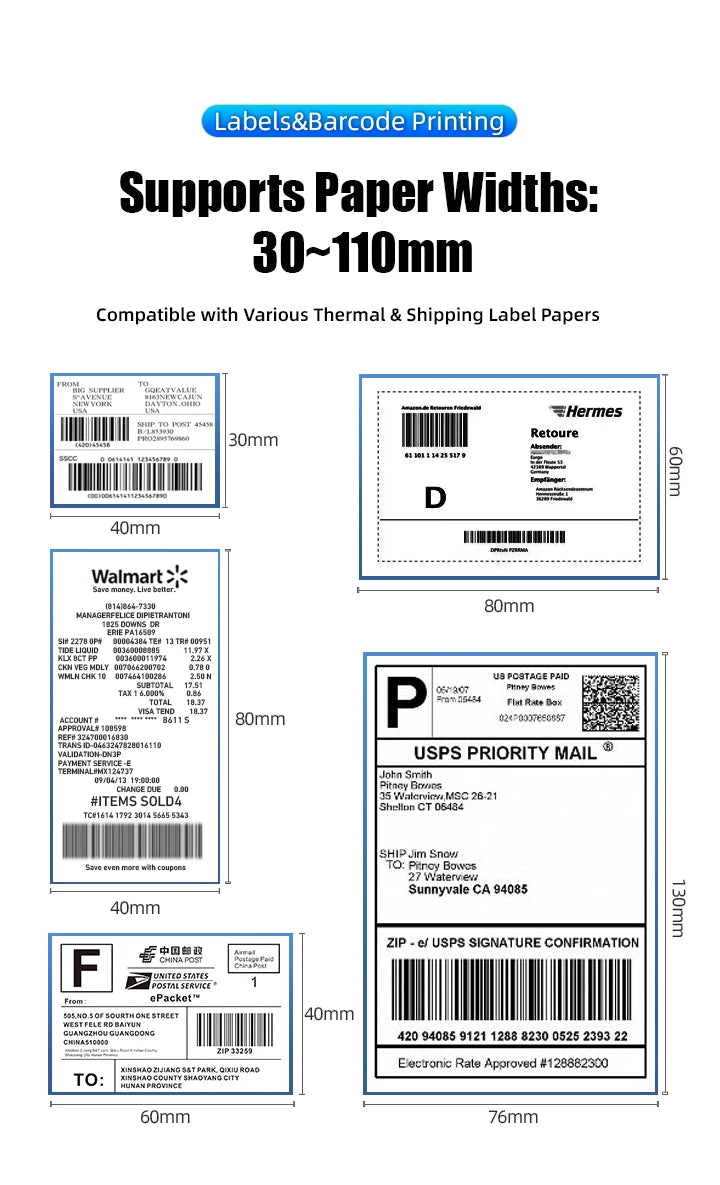 4X6 Thermal Label Printer Bluetooth Wireless Shipping Compatible With iPhone Android Mac Window - Shipping Label Printer
